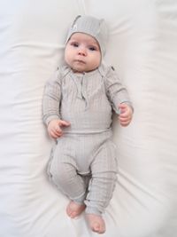 Боди с длинным рукавом "Жемчуг" из ажурного хлопка 0+