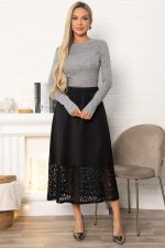 Юбка с кружевом Элегия (черная) Ю14913-10М LT Collection