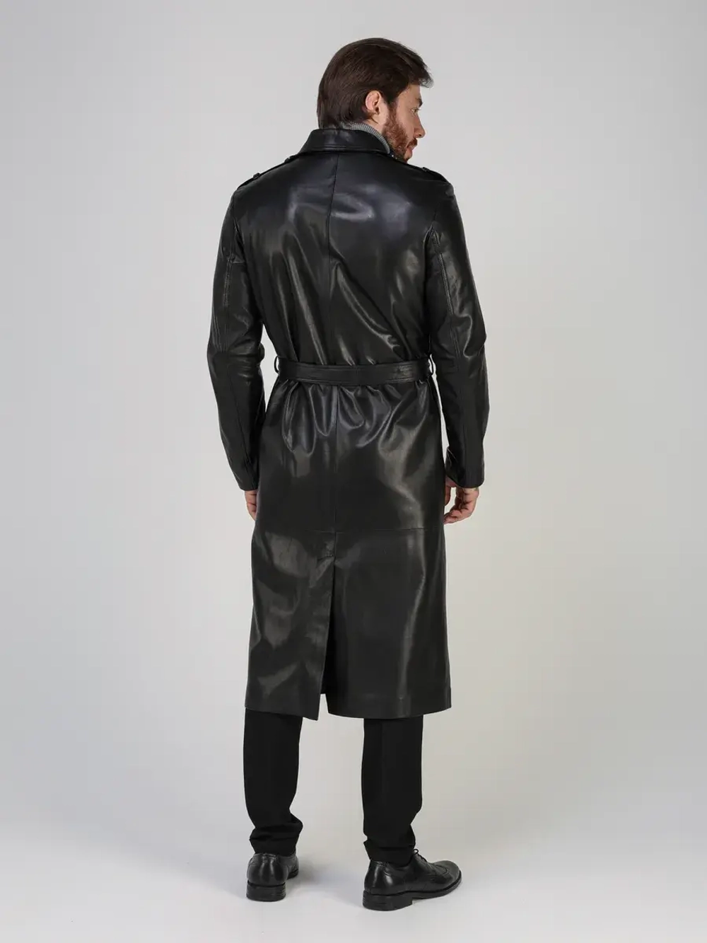 Плащ кожаный из натуральной кожи тренч