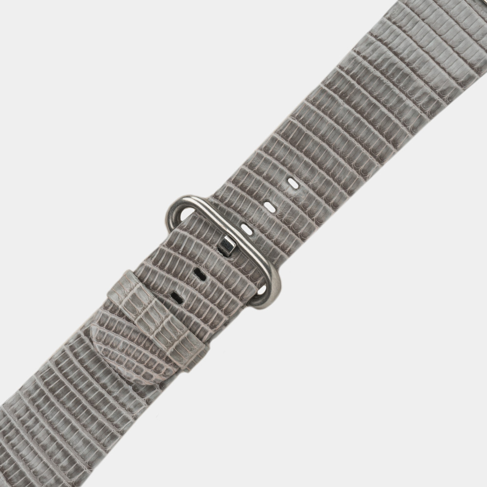 Ремешок для Apple Watch 44/45/46 mm из кожи ящерицы, серого цвета