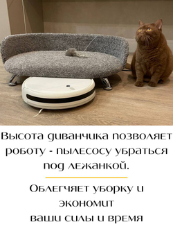 Лежанка для кошек и собак мелких и средних пород Chauzi "Лео" из петлевого ковролина на ножках с бортиком 60*40 см, кэмел