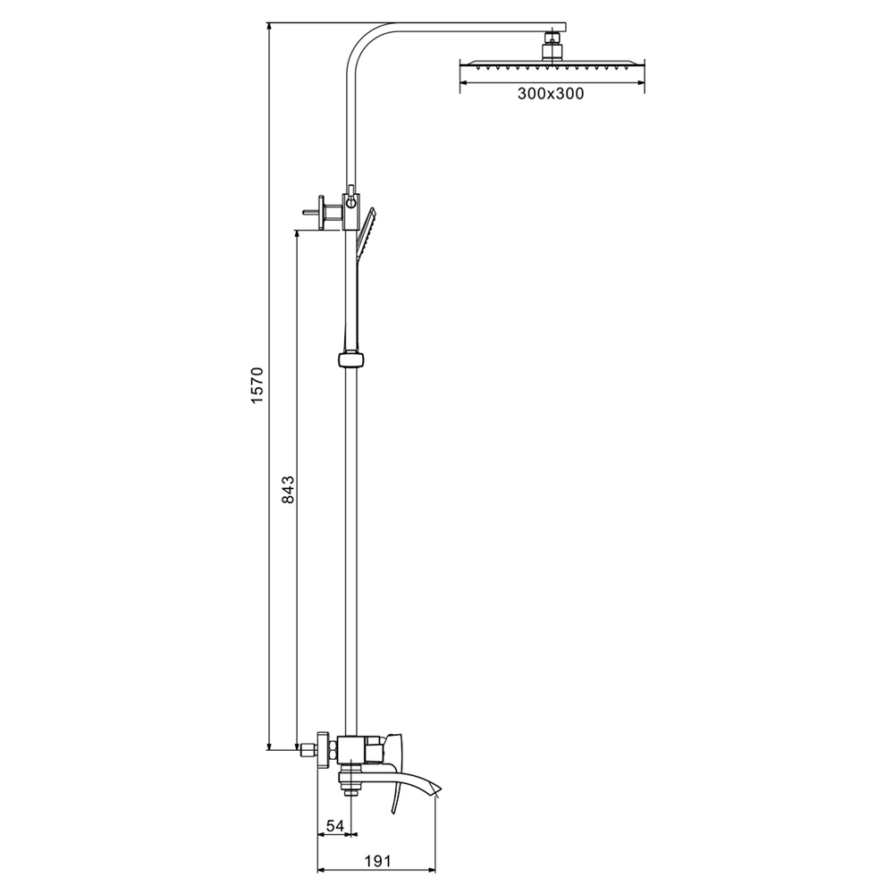 Душевая система 35к G2407-6 GAPPO лейка "Тропический душ" квадрат 300*300 ЧЕРНЫЙ