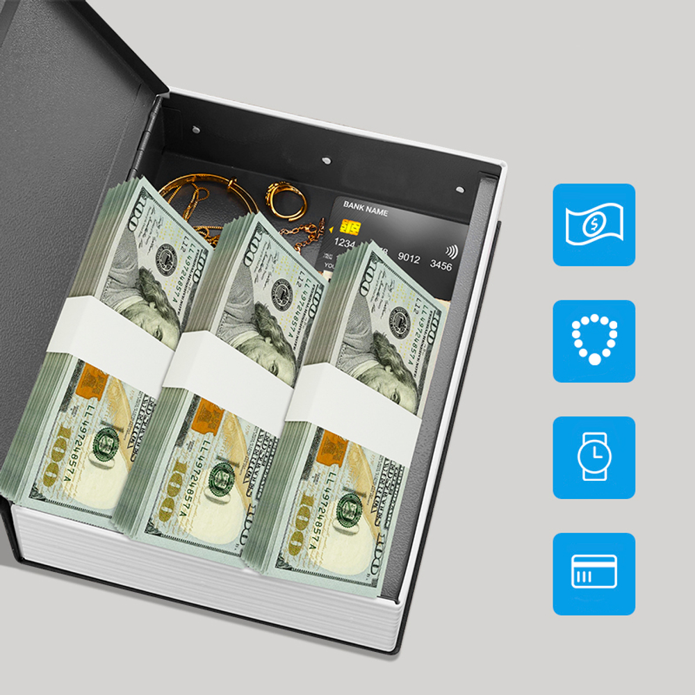 Сейф-книга DELI "ET641" замок ключ, 240х155х55 мм, 0.751 кг, синий