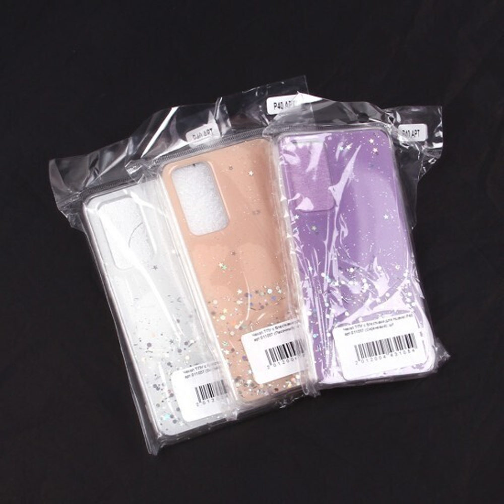 Чехол ТПУ с блестками для Huawei P40, 011057 Сиреневый