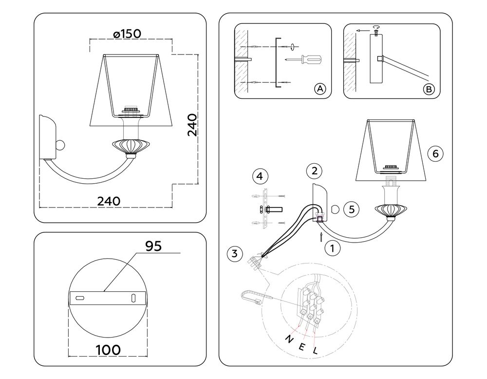 Ambrella Настенный светильник с абажуром и декором из керамики Ceramo Classic LH75027