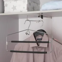 Вешалка для одежды антискользящая 2-х уровневая SAVANNA, 37×22 см, металл / полиуретан, цвет чёрный