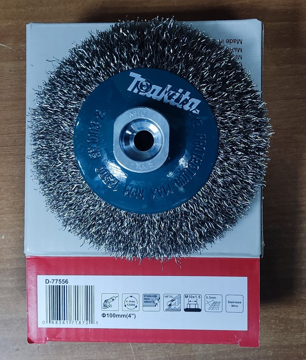 Щетка проволочная конусная Makita D-77556 (100мм, 0.3мм, M10x1.5)