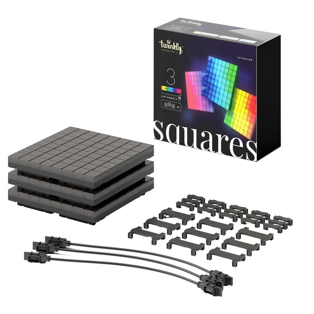 Дополнительные модули для светодиодной панели Twinkly Squares Extension, RGB (3 шт.) Generation II