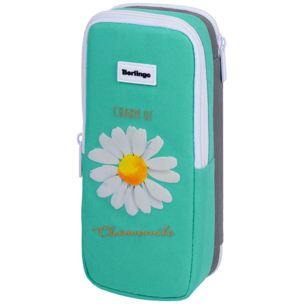 Пенал 2 отделения, 205*80*55 Berlingo "Chamomile", полиэстер, внутр. органайзер, магнит