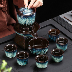 278135.5 Сервиз  Водяная мельница "Синий" чайник 220мл, жернова, сливник. 6 пиал 60мл, керамика