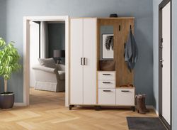 Шкаф платяной "Витра" 600, (Дуб крафт золотой/белый), МФ Микон