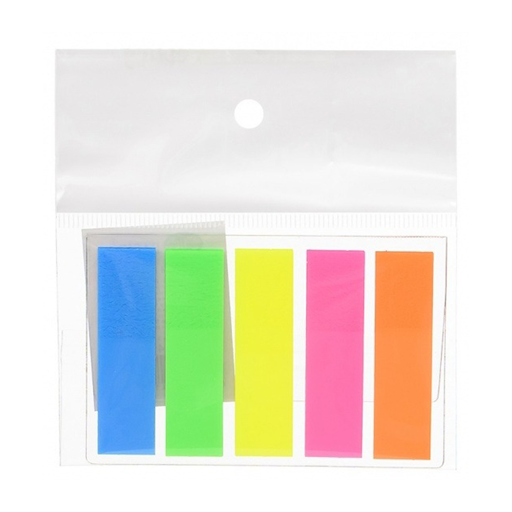 Закладки клейкие Basir пластиковые, прямоугольные, 5 цветов, размер 1,0*4,5 см