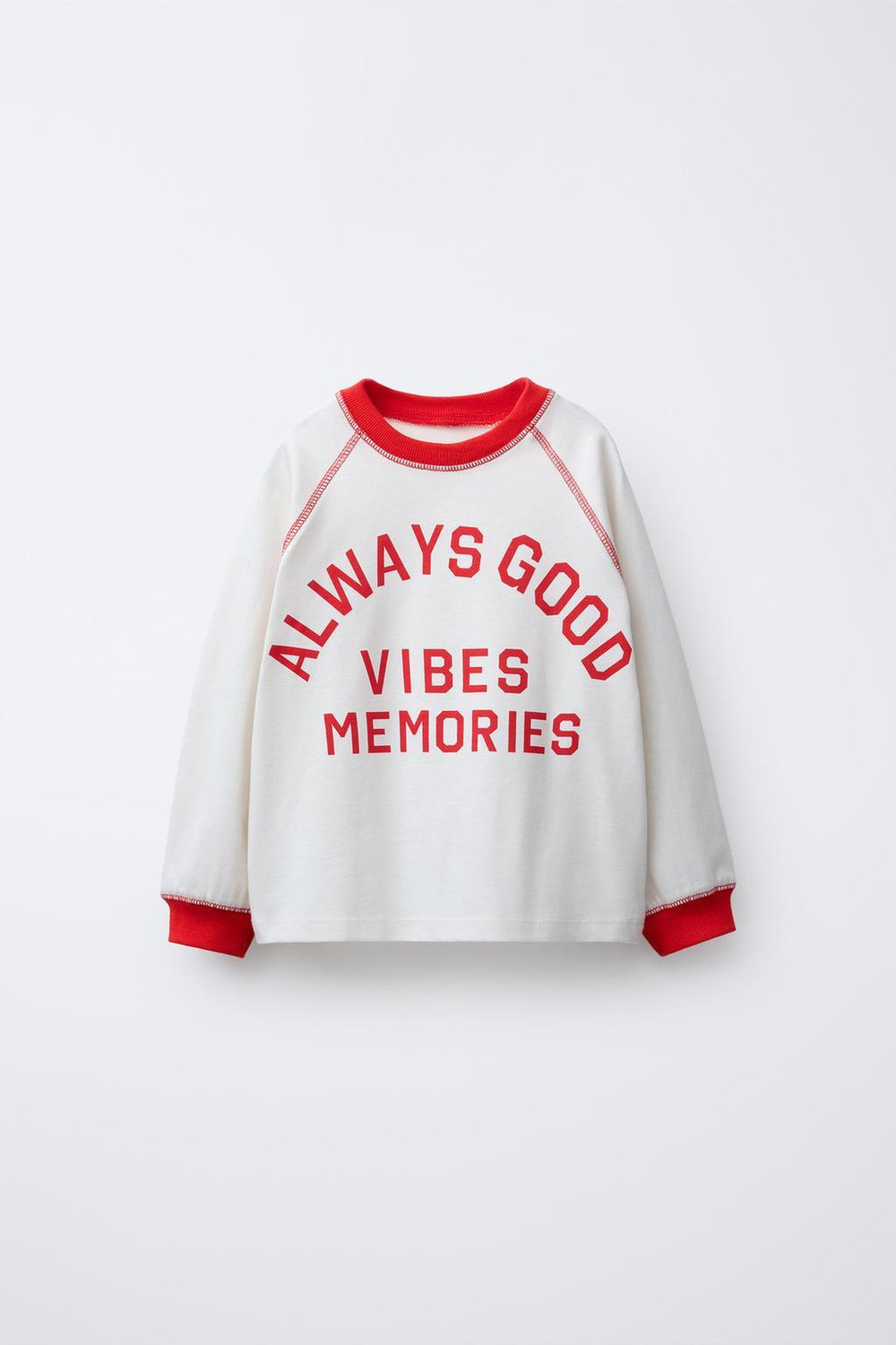 ZARA ФУТБОЛКА С РУКАВАМИ РЕГЛАН И НАДПИСЬЮ, ЭКРЮ