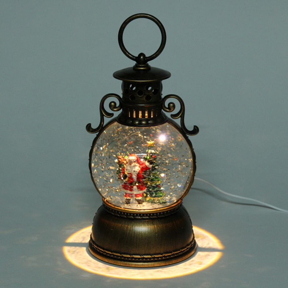 Сувенир с подсветкой «Зимняя история» 10,5*10,5*20 см (работает от 3*АА и USB+музыка, подсветка, эффект снегопада)