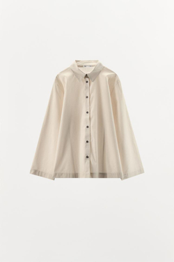 ZARA РУБАШКА ИЗ ПОПЛИНА В ПОЛОСКУ, ЖЕЛТОВАТО-БЕЛЫЙ