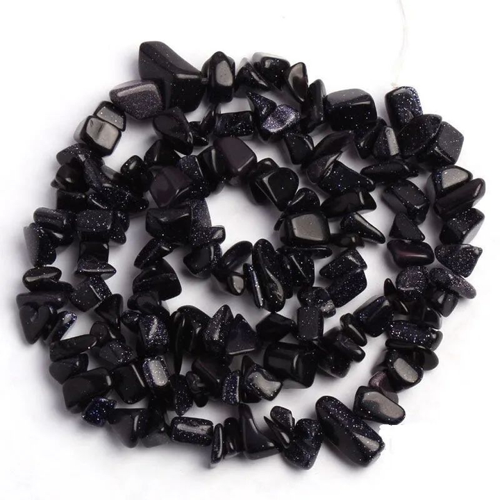 Бусы Авантюрин синий, крошка крупная, 60 см