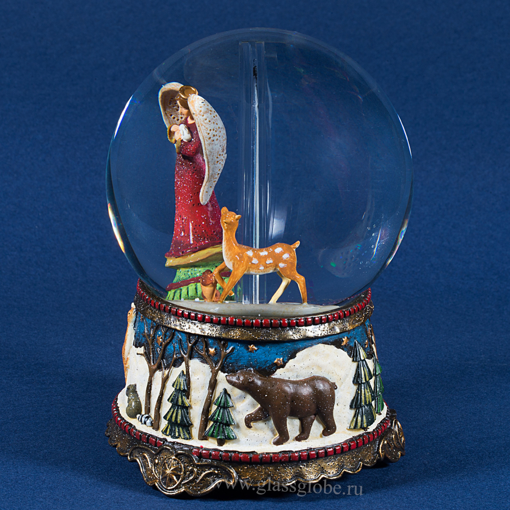 Стеклянный снежный фотошар Ангел