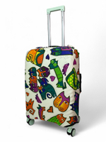 Чехол на чемодан 24", цвет белый/разноцветный, Коты