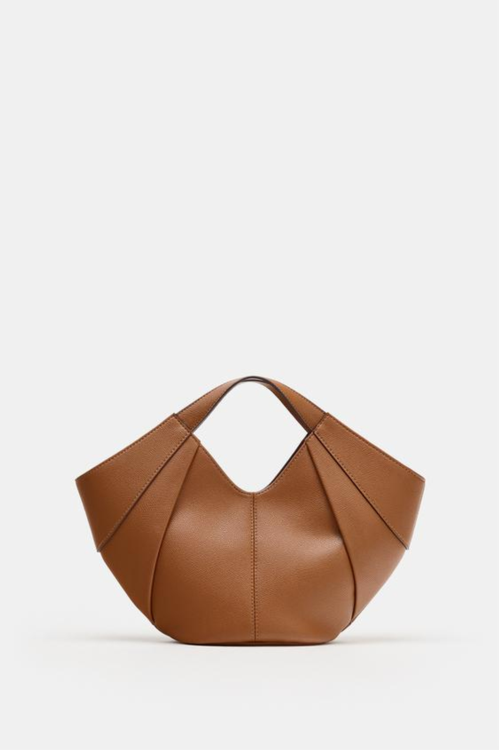 ZARA СУМКА С КОНТРАСТНОЙ СТРОЧКОЙ, ТЕМНЫЙ РЫЖЕВАТО-КОРИЧНЕВЫЙ