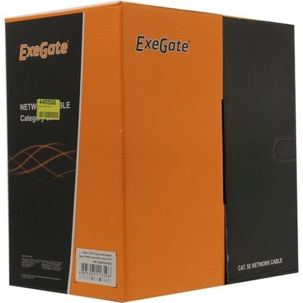 Витая пара Exegate EX281821RUS Кабель Exegate UTP-2-C5e-CU-S24-IN-PVC-GY-305 UTP 2 пары кат.5e медь, 24AWG, бухта 305м, серый, PVC