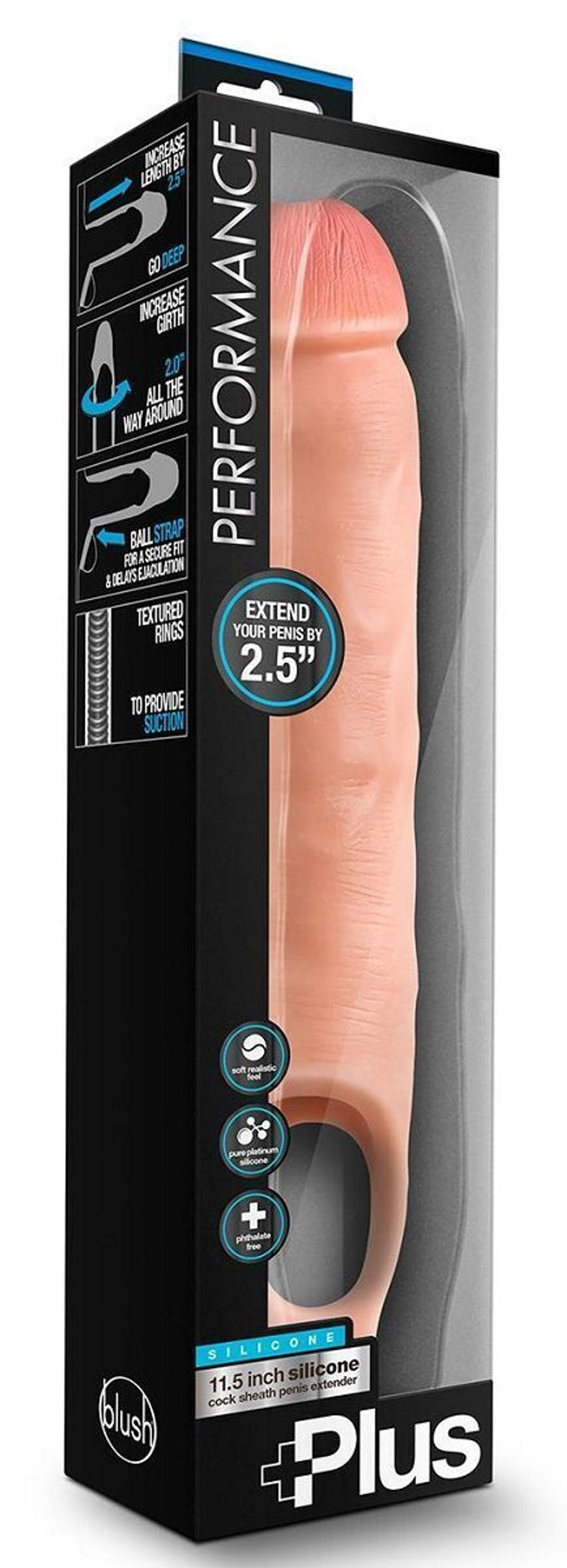 Телесная насадка-удлинитель 11.5 Inch Silicone Cock Sheath Penis Extender - 29,2 см. (Цвет: телесный)