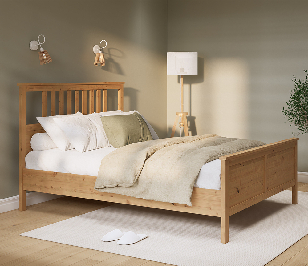 Двуспальная кровать, КЫМОР (HEMNES), 180х200 см, светло-коричневый