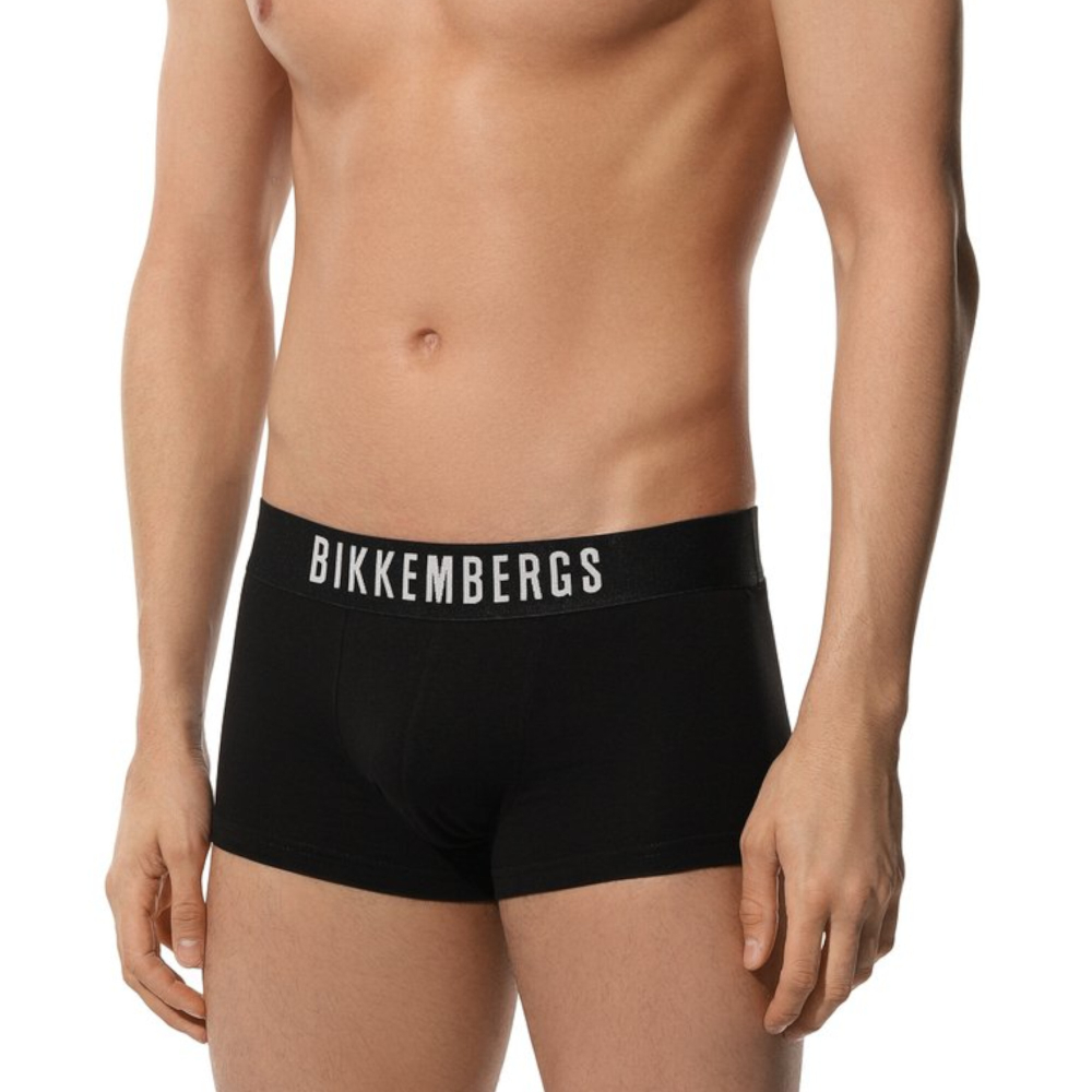 Мужские трусы хипсы черные набор 2 в 1 Bikkembergs ELEGANCE BKK1UTR10BI/2