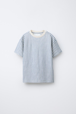 ZARA ФУТБОЛКА В ПОЛОСКУ В СТИЛЕ РУСТИК, ТЕМНО-СИНИЙ/БЕЛЫЙ