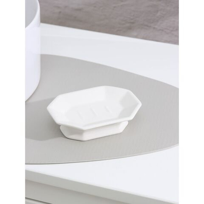 Белая керамическая мыльница «Алмаз»