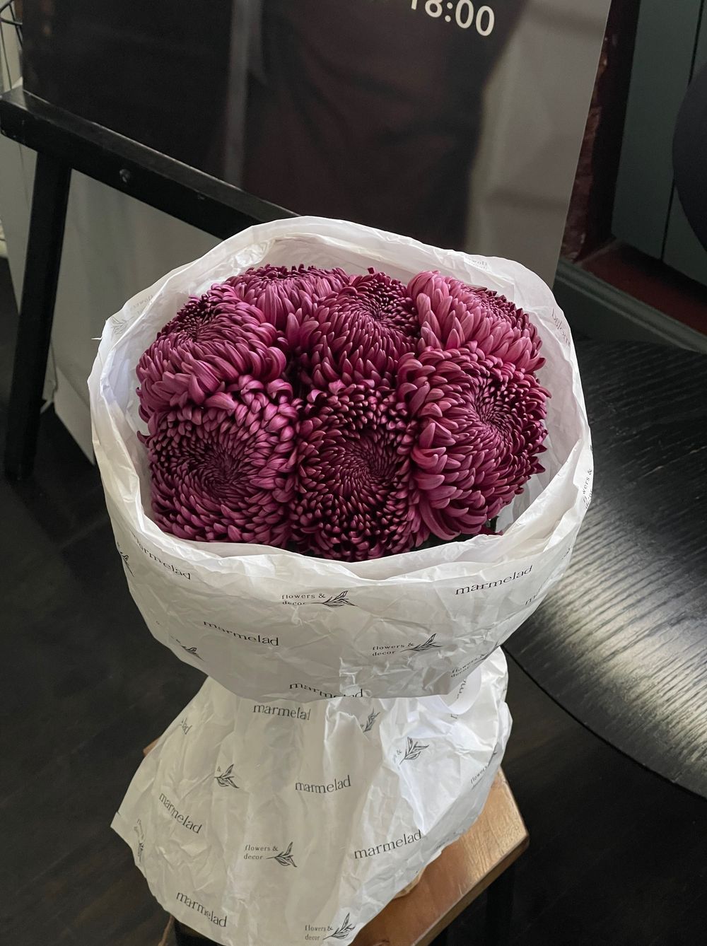 Моно из одноголовой хризантемы сливового оттенка 7шт