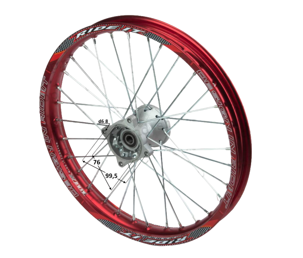 Обод передний 17" (1,60-R17 d=15mm) алюминий/красный