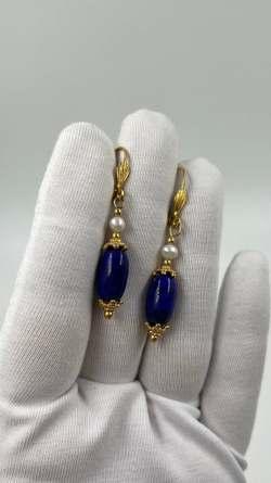 Серьги с синими подвесками