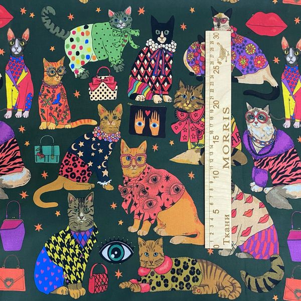 СТИЛЬНЫЕ КОТЫ, отрез 55 см, 100% хлопок Handmade Fabrics 7