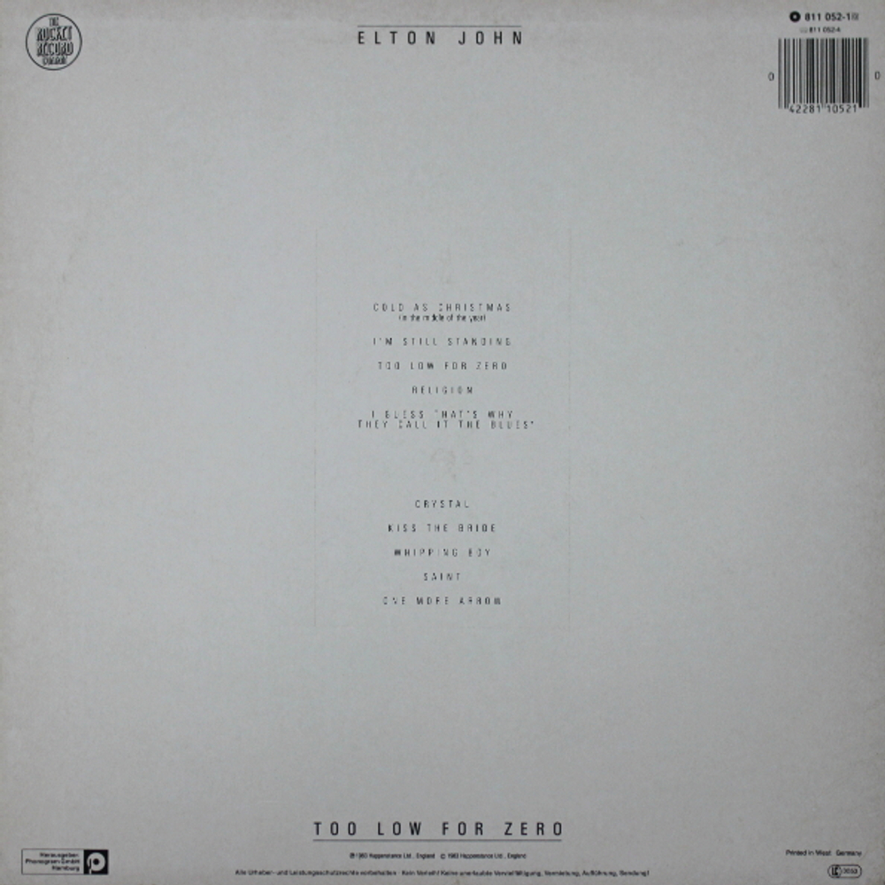 Elton John / Too Low For Zero (LP)