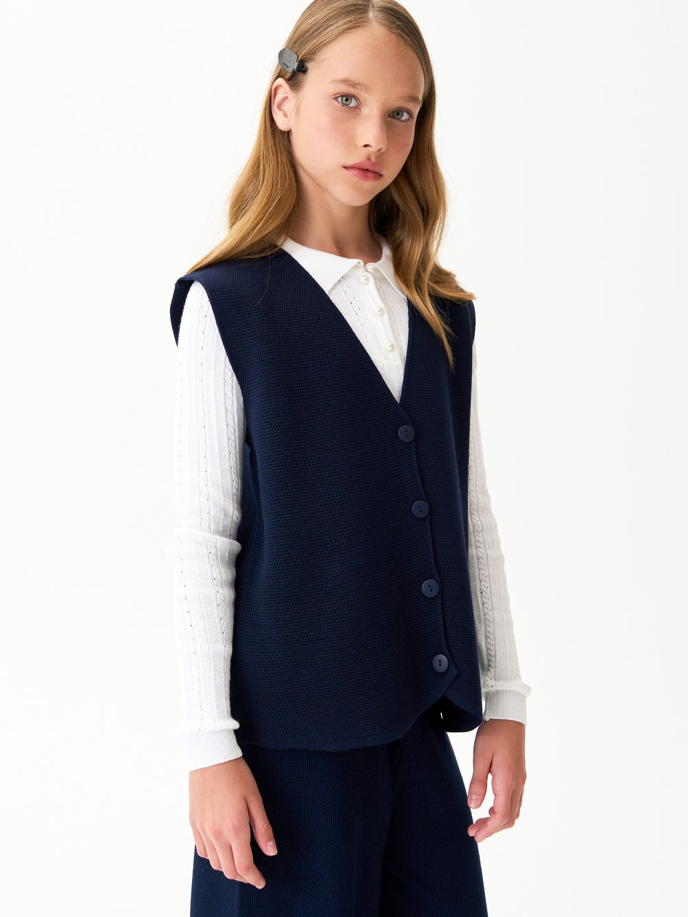 Жилет для девочки в школу AT697 синий