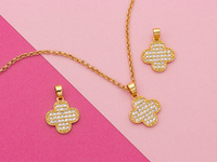 Подвеска "Клевер" 16,5мм, со стразами