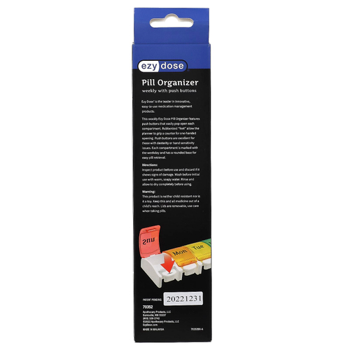 Ezy Dose, еженедельный органайзер для таблеток, с кнопкой, 1 шт.