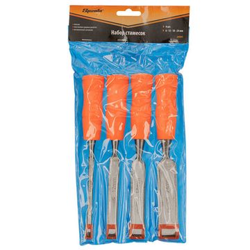 Набор плоских стамесок SPARTA 6-12-18-24 мм, пластиковые ударные рукоятки 243975