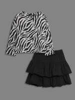 Летний костюм для девочки, лонгслив и юбка