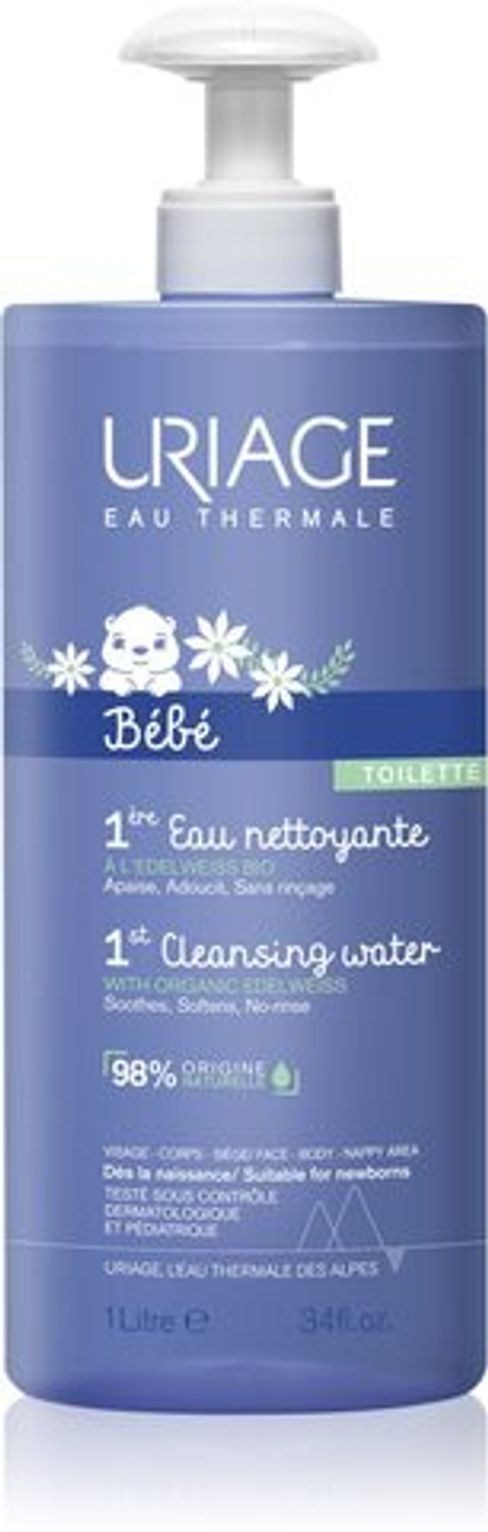 Uriage Bebe 1st Cleansing Water - очищающая вода для тела и лица /   1000  ml  / GTIN 3661434008726