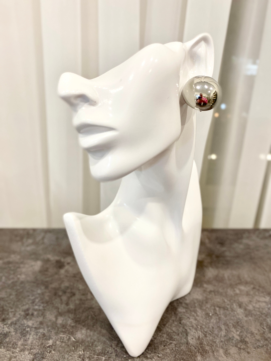 Серьги полусферы на каталонском замке, оттенок серебро