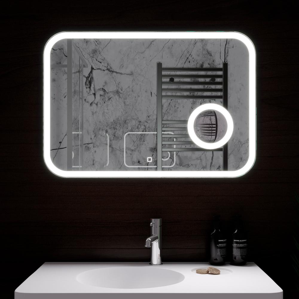 Зеркало с подсветкой Эльза,  80х55 см  (сенсорный выключатель, регулировка яркости, холодный свет 6000К)