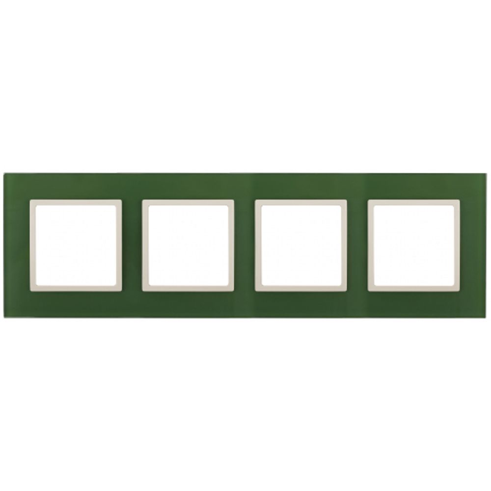 14-5104-27 ЭРА Рамка на 4 поста, стекло, Эра Elegance, зелёный+сл.кость | Розетки и выключатели