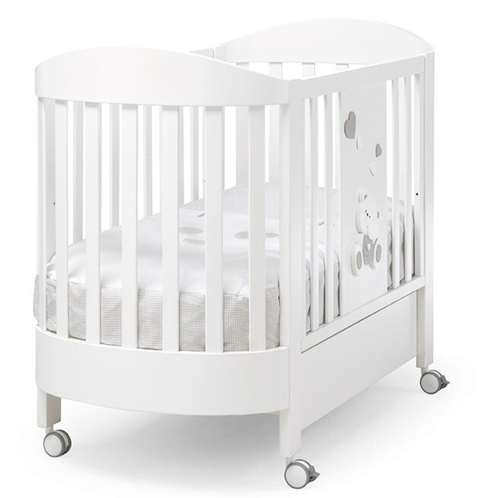 Детская кровать Erbesi Mirtillo овальная с матрасом белый