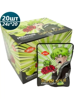 Конфеты супер кислые со вкусом яблока 24 г * 20 шт