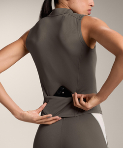 Oysho Футболка на молнии без рукавов, угольный