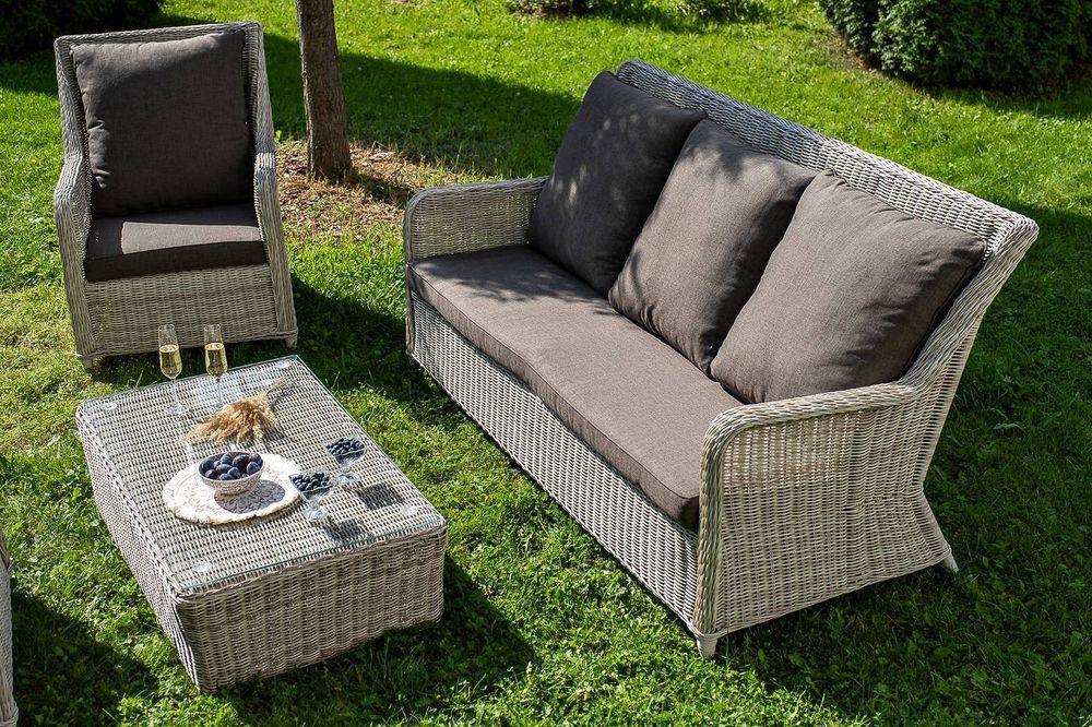 "Гляссе" лаунж-зона из искусственного ротанга, цвет бежевый