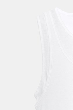 ZARA ФУТБОЛКА С ДВОЙНЫМИ ПРОЙМАМИ, ЭКРЮ