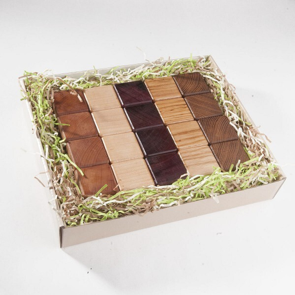 Деревянные кубики 5 пород , 20 шт Леснушки