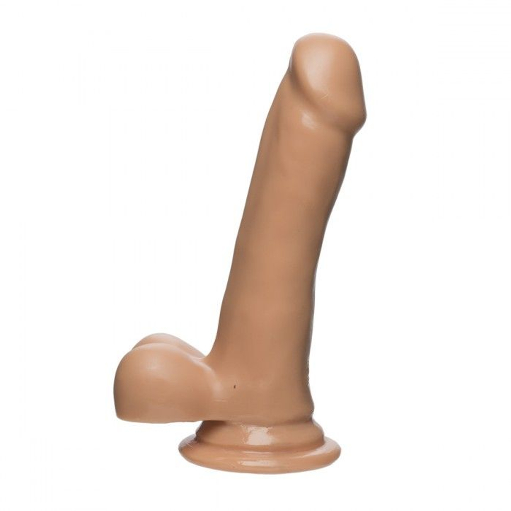 Телесный гладкий фаллоимитатор с мошонкой Slim D FIRMSKYN 6 with Balls - 16,51 см. (Цвет: телесный)